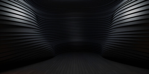 Black backgrounds, a black and white photo of wavy lines, GNERATIVE AI
