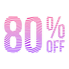 80 Percent Discount Offers Tag with Waves Style Design