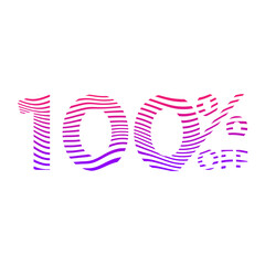 100 Percent Discount Offers Tag with Waves Style Design