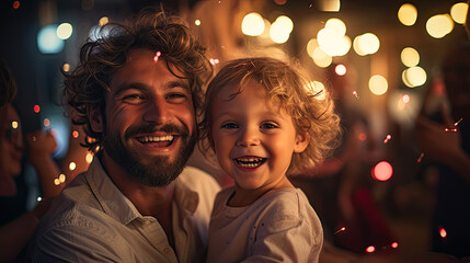 a child's birthday party, joyful, party lighting, ballons