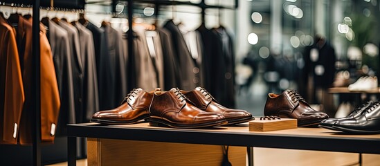 Shop selling men s shoes and clothing - obrazy, fototapety, plakaty
