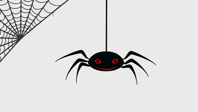 one black spider animations and spider's net white background