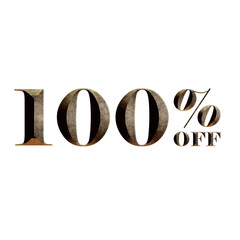 100 Percent Discount Offers Tag with 3D Style Design