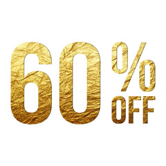 60 Percent Discount Offers Tag with Golden Paper Style Design