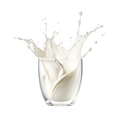 milk splash in glass isolated on transparent background Remove png, Clipping Path