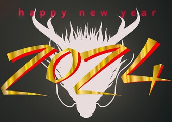 Happy New Year 2024 greeting card