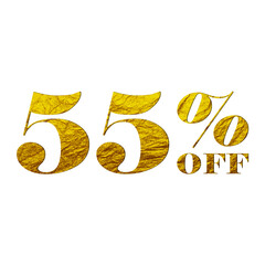 55 Percent Discount Offers Tag with Golden Paper Style Design