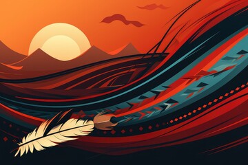 Background with tribal elements for National Native American Heritage Month november or Indigenous peoples day, reminder of historical and cultural event