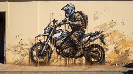 motociclista  estilo arte de rua 