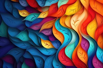Abstract background of autumn patterns and pride colors for LGBT history month in October, LGBTQIA+-history month or Pride history month, with lot of negative space
