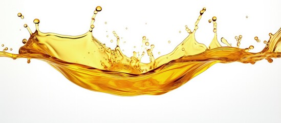 Splashing air bubbles in cooking oil on a white background
