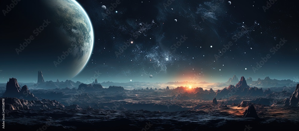 Canvas Prints nebula backdrop with digital earth and moon scene
