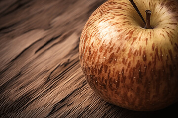 apple close up  on wooden background