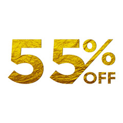 55 Percent Discount Offers Tag with Golden Paper Style Design