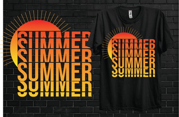 Summer Holiday Vacation Sunset T-shirt Design