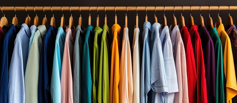 Retail shop clothes on hangers