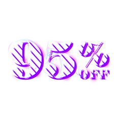 95 Percent Discount Offers Tag with Stripe Style Design