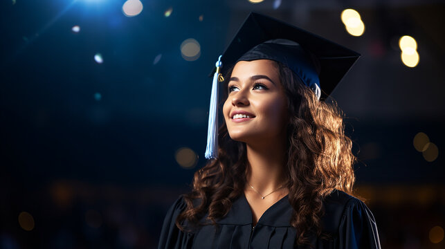 Fotografia, uma jovem em uma cerim&ocirc;nia de formatura de faculdade