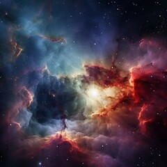 Obraz na płótnie Canvas space, nebula, galaxy, star, supernova, universe, astronomy, cosmos, light, deep space, cloud, night, heaven, big bang, ganerative AI