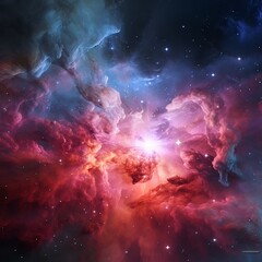 Obraz na płótnie Canvas space, nebula, galaxy, star, supernova, universe, astronomy, cosmos, light, deep space, cloud, night, heaven, big bang, ganerative AI