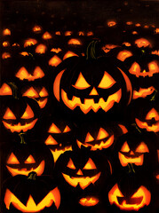 Dark pumpkin closeup duo tone Halloween palette.