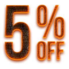 5 Percent Discount Offers Tag with Coal Style Design