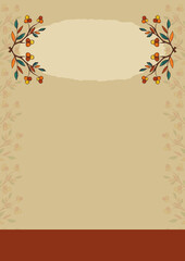 秋のイベントチラシ　コンサート　背景素材　テンプレート　木の実　秋色　植物柄　花柄