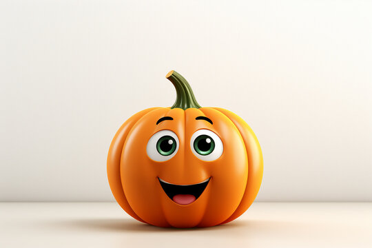 3d rendered illustration of pumpkin cartoon character isolated on white background with shadow