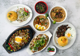 Freshly cooked assorted Filipino food