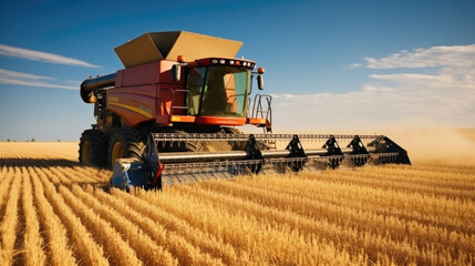 Obraz premium Combine harvesters reaping ripe wheat.