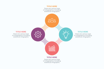 Presentation Business Circle Infographic Template With 4 Step Elements Vector Illustration
