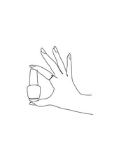 hand with nail polish lineart