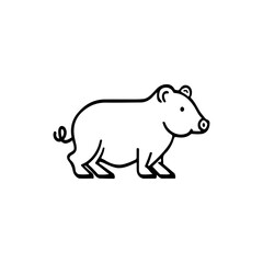 Pig Head flat design. cute animal vector.