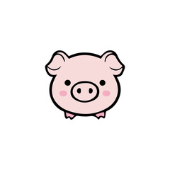 Pig Head flat design. cute animal vector.