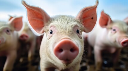 Fototapeta premium Porks in farm pigpen.