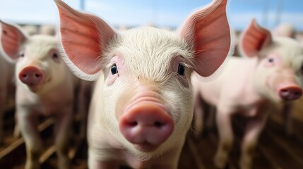 Fototapeta premium Porks in farm pigpen.