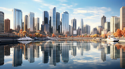 Naklejka premium panoramic modern city skape