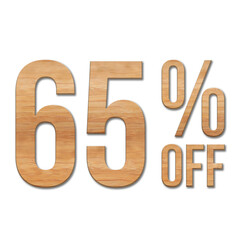 65 Percent Discount Offers Tag with Oak Style Design