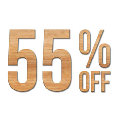 55 Percent Discount Offers Tag with Oak Style Design
