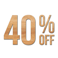 40 Percent Discount Offers Tag with Oak Style Design
