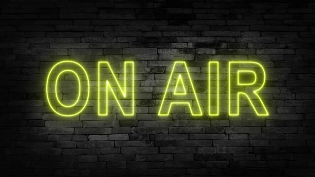 On Air Stroke Neon Glow Sign animation on Black Background Overlay.