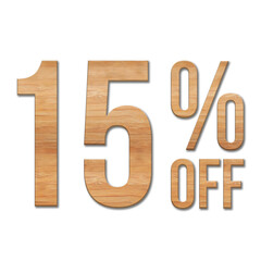15 Percent Discount Offers Tag with Oak Style Design