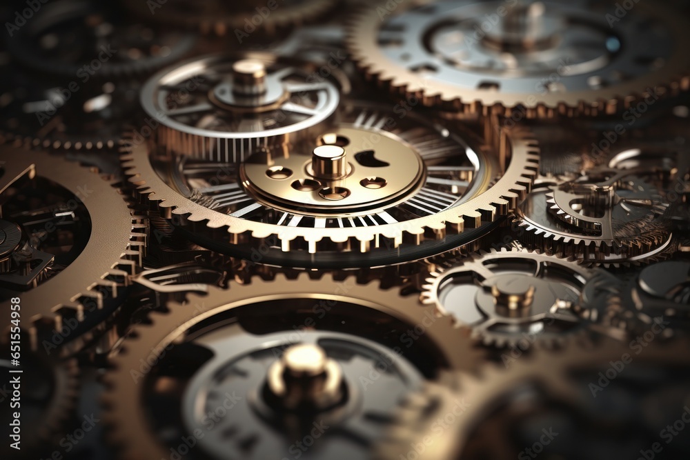 Aufkleber A detailed view of a group of gears. This image showcases the intricate mechanisms and precision engineering of gears. It can be used to represent concepts such as industry, machinery, technology, pre