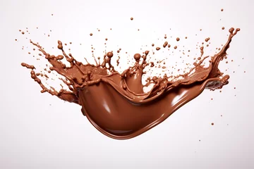 Fotobehang Splashing of chocolate on white background © Golden House Images