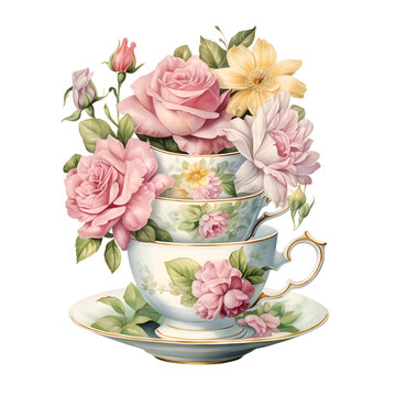 recommend clip art: Vintage Tea Time Party Watercolor Clipart, afternoon tea, tea party, Tea Pot