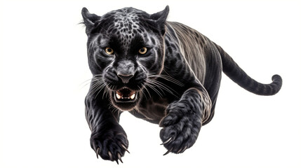 panther in a jump isolated white 