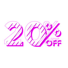 20 Percent Discount Offers Tag with Stripe Style Design