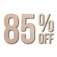 85 Percent Discount Offers Tag with Card Board Style Design