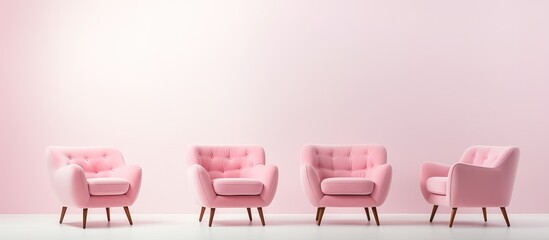 Modern designer chair in shades of pink rose and crimson Isolated on a white background as part of a furniture series