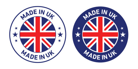 Made in uk rounded vector symbol set on white background